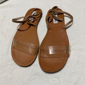 Steve Madden Tan and Clear Strap Sandals